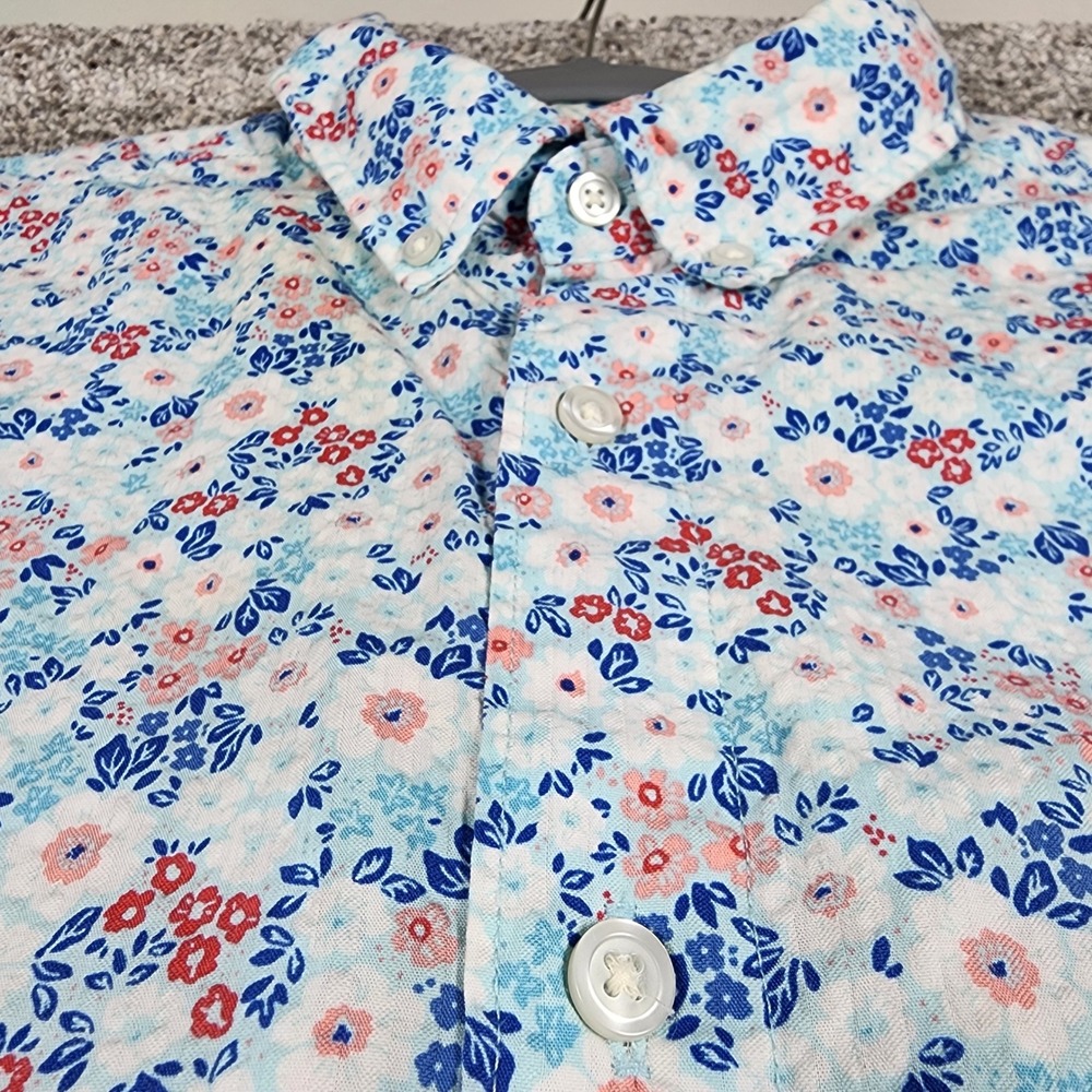 Roundtree & Yorke Shirt Mens Large Floral Short Sleeve Cotton Lyocell Blend Good - Picture 3 of 10